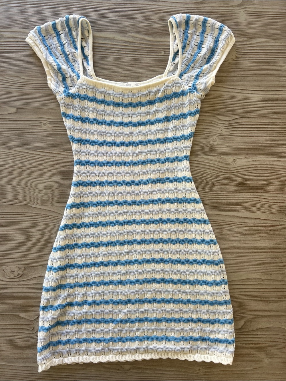 Hollister Blue and Cream Striped Knit Mini Dress